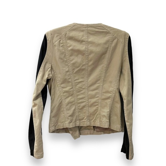 Coalition Downtown cream color jacket faux leather sleeves size medium - Picture 2 of 12